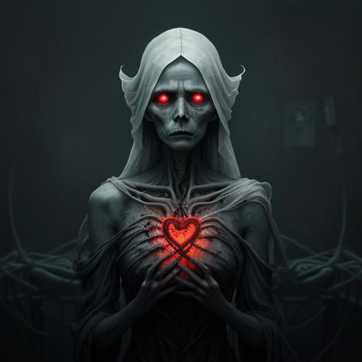 Woman with Glowing Heart in Hospital Bed