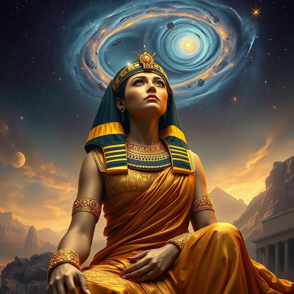 Cleopatra: Galaxy Crowned Queen in Surreal Style