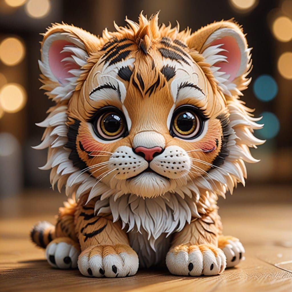 Photorealistic Chibi Baby Tiger Masterpiece