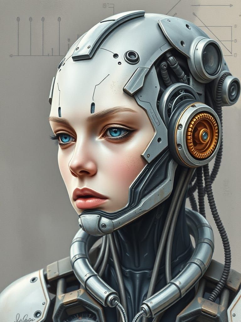Hyper-Realistic Cybernetic Mech-Alien Portrait in Dystopian ...