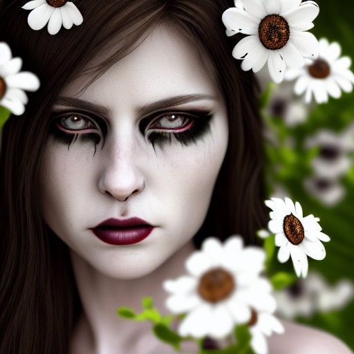 Brunette with White Eyes: Hyperdetailed Portrait