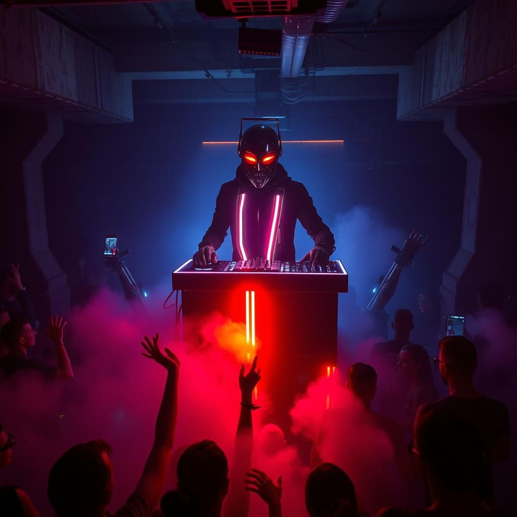Underground Rave in Berlin: Cyberpunk Neon Dystopia