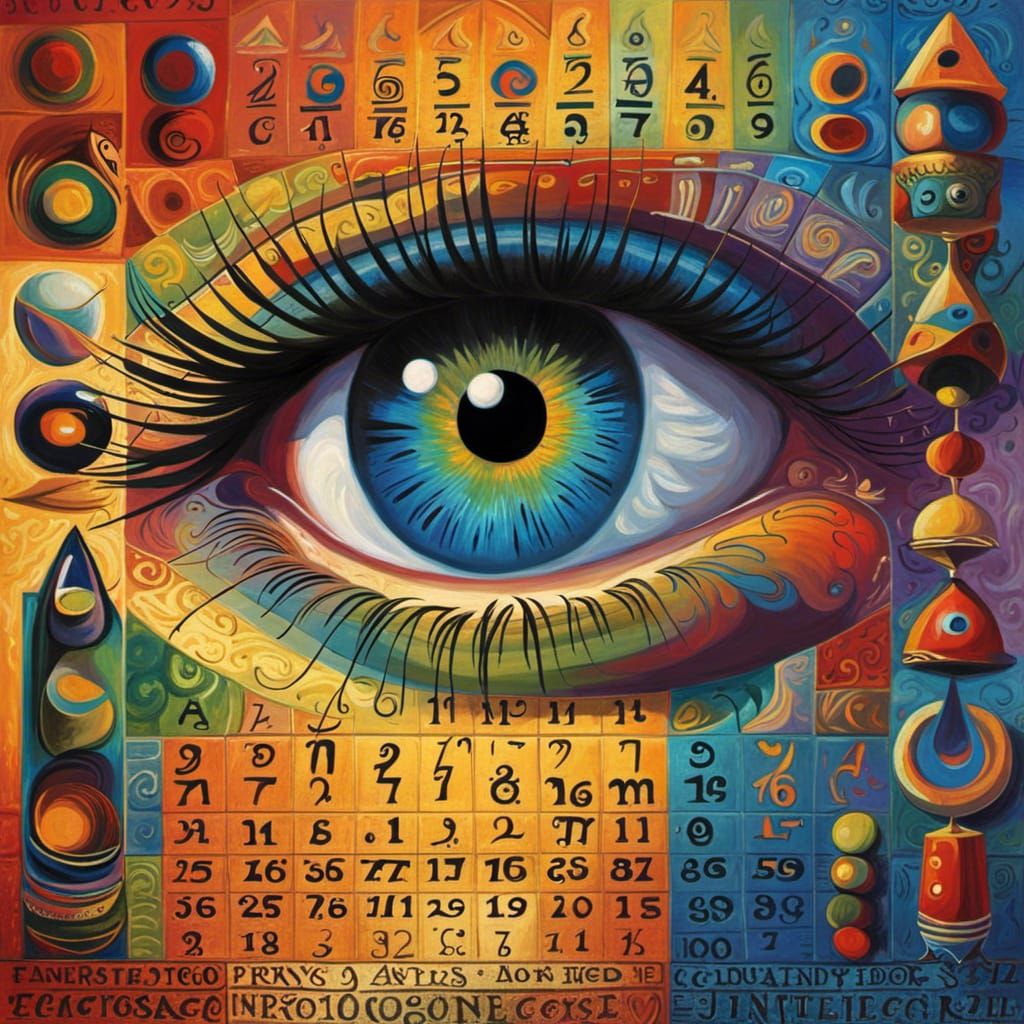 Cubist Eye Chart in Vibrant Oil Painting Style