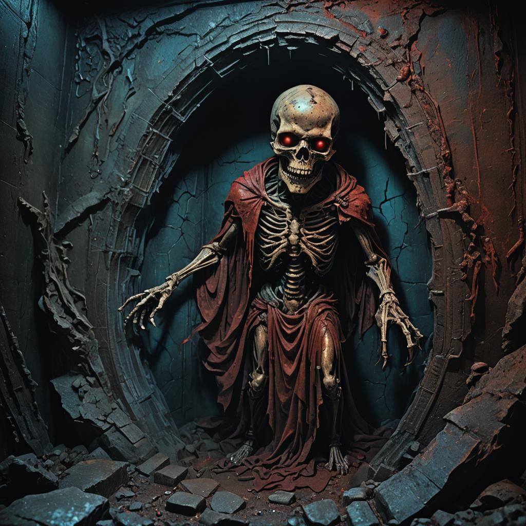 Ominous Relic Radiating Azure and Crimson Light