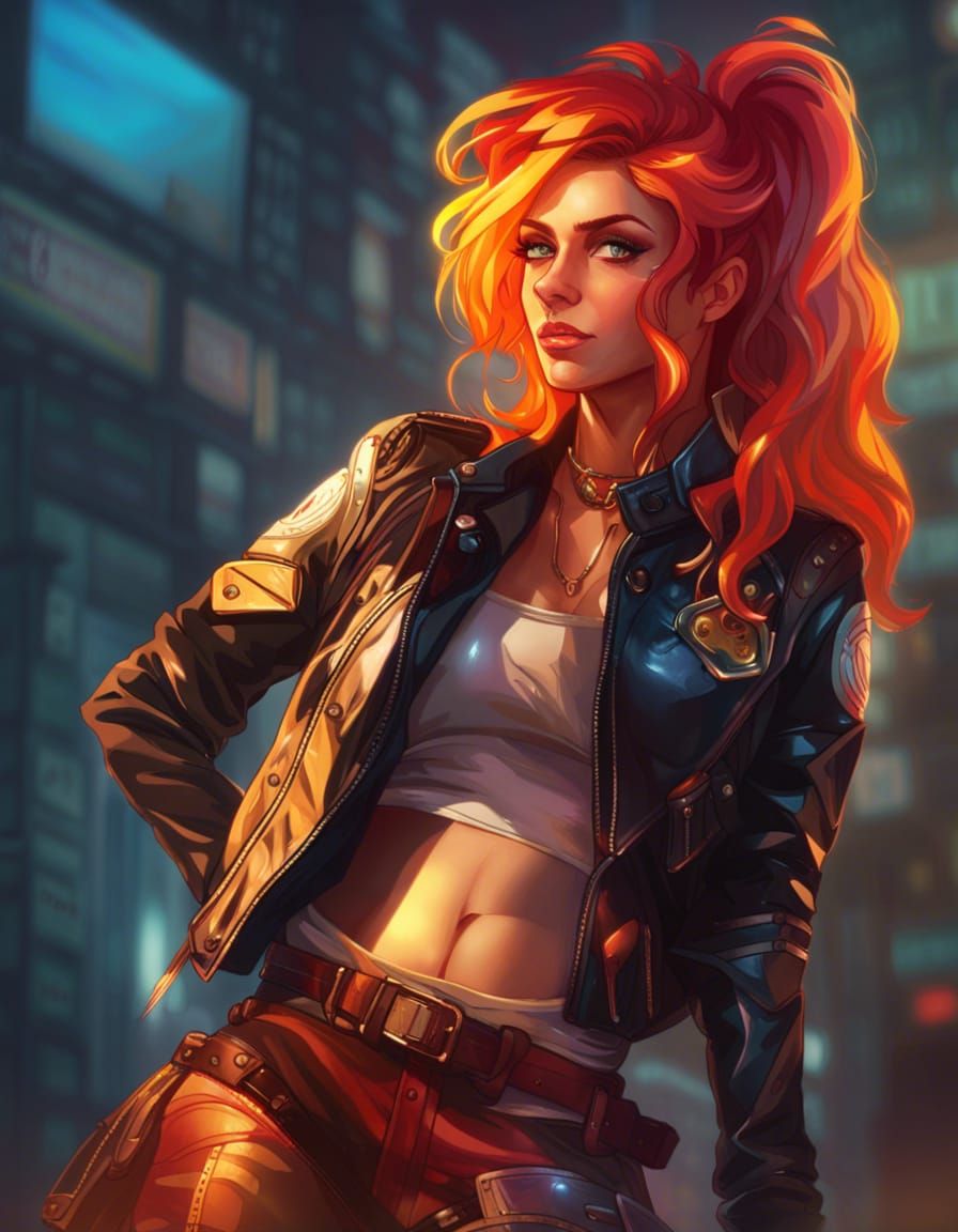 Sunset Shimmer Cyberpunk Portrait in Hyperdetailed 8k