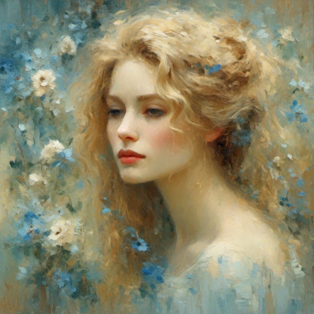 Ethereal Portrait in Style of Waterhouse and Monet