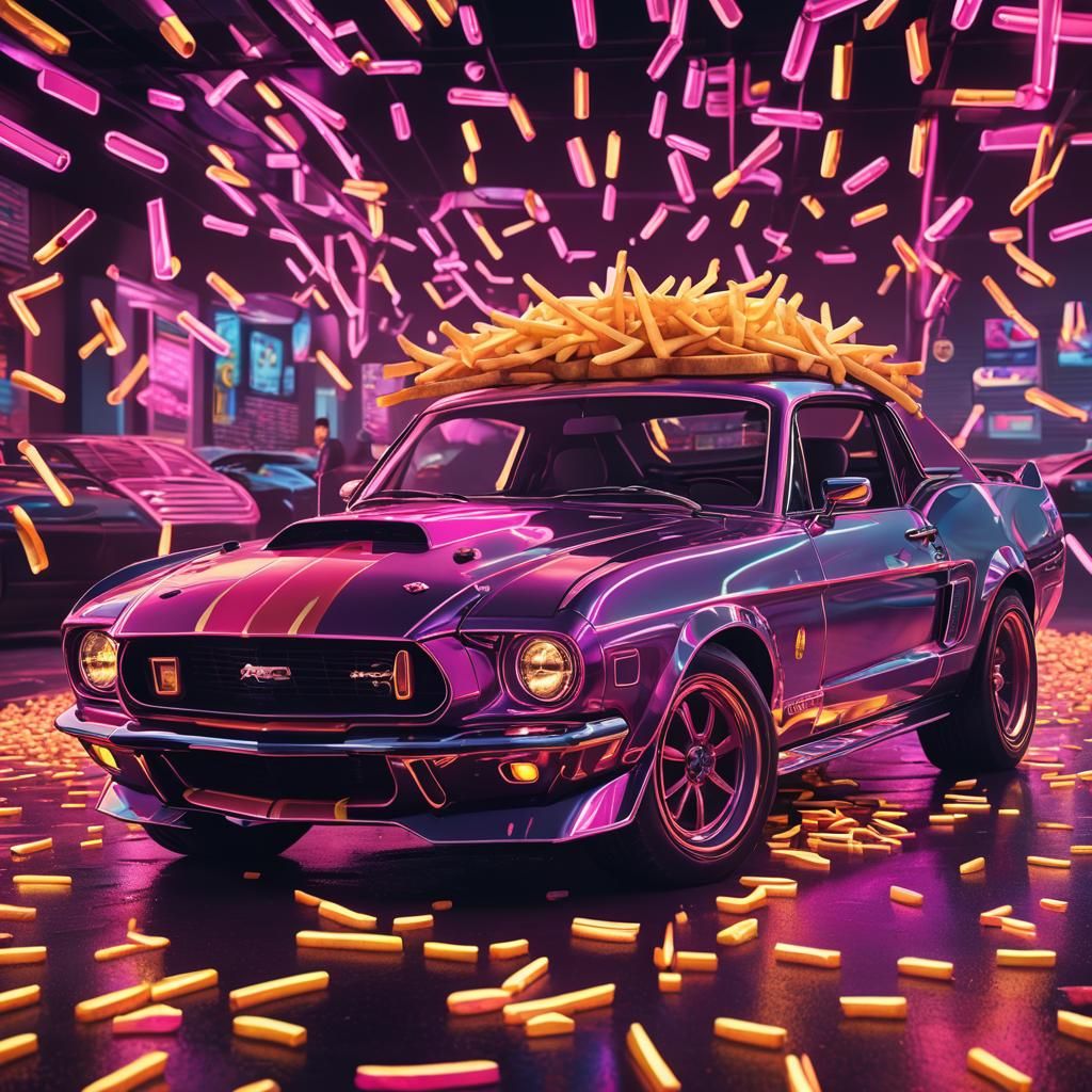 McDonald's Shelby Mustang in Synthwave Retrowave Style