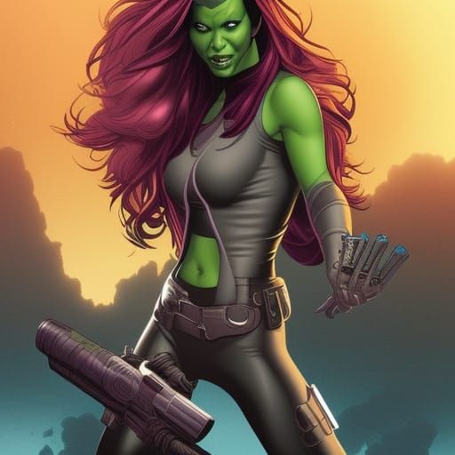 Gamora Portrait in Comic Book Style