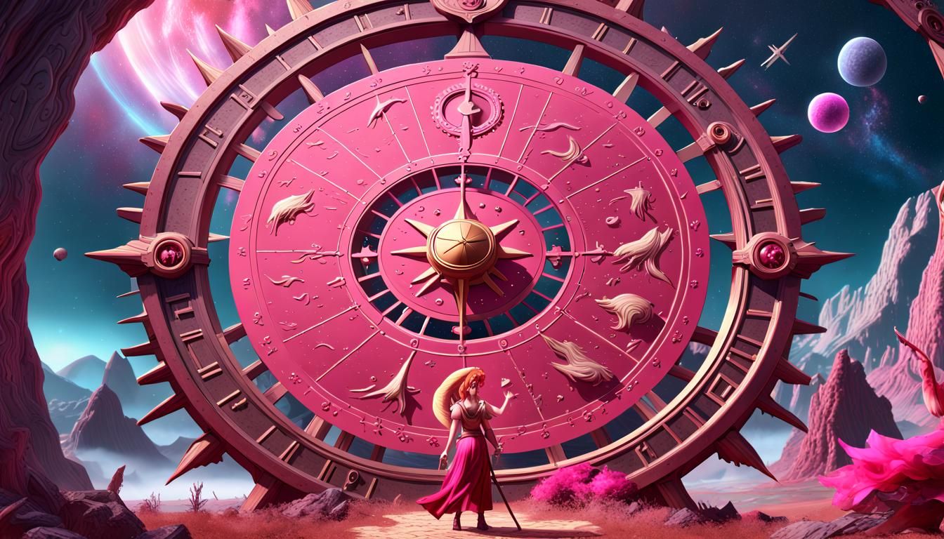 Sagittarius Glyph with Zodiac Wheel in Matte Painting