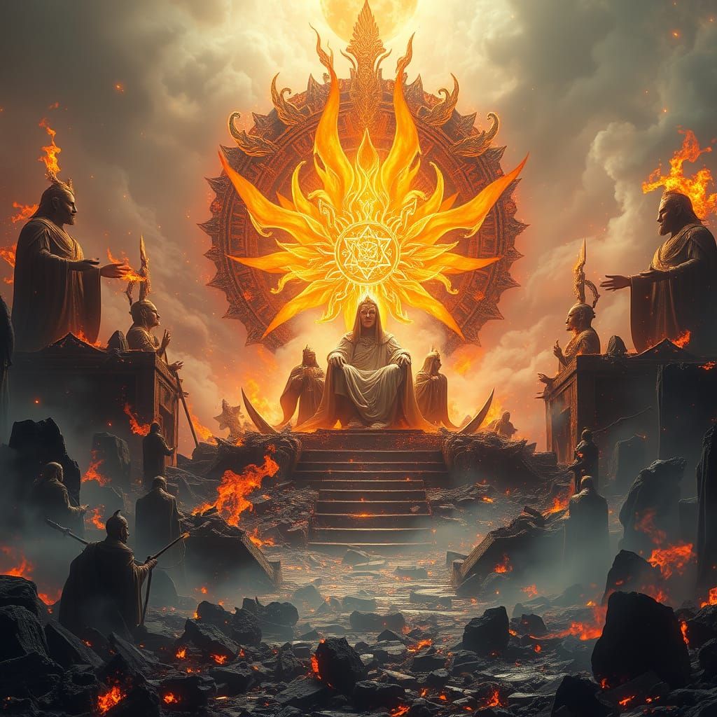 Ethereal Divine Throne Transforms into Abstract Deity Amidst...