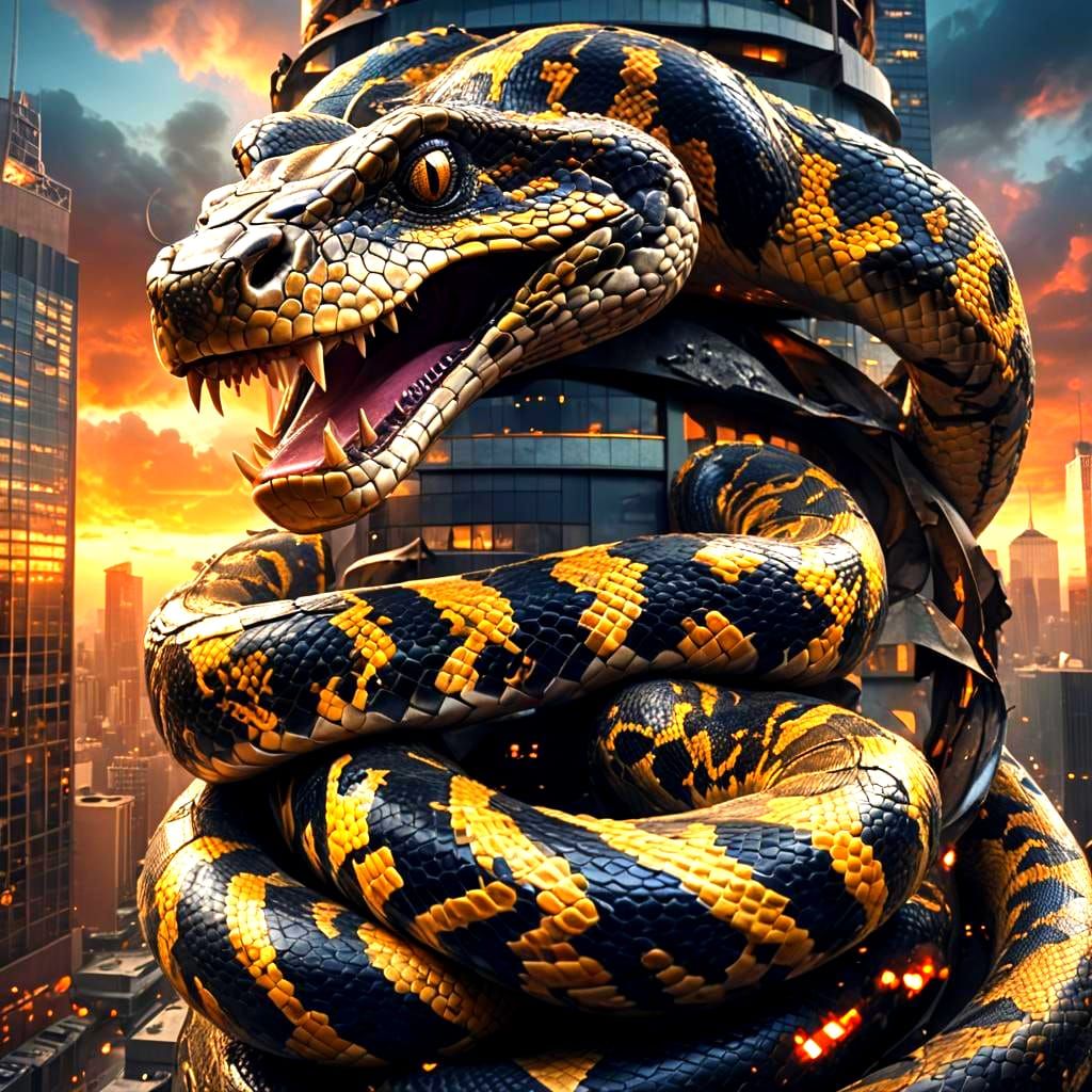 Giant Python Eats Skyscraper: Digital Matte Painting