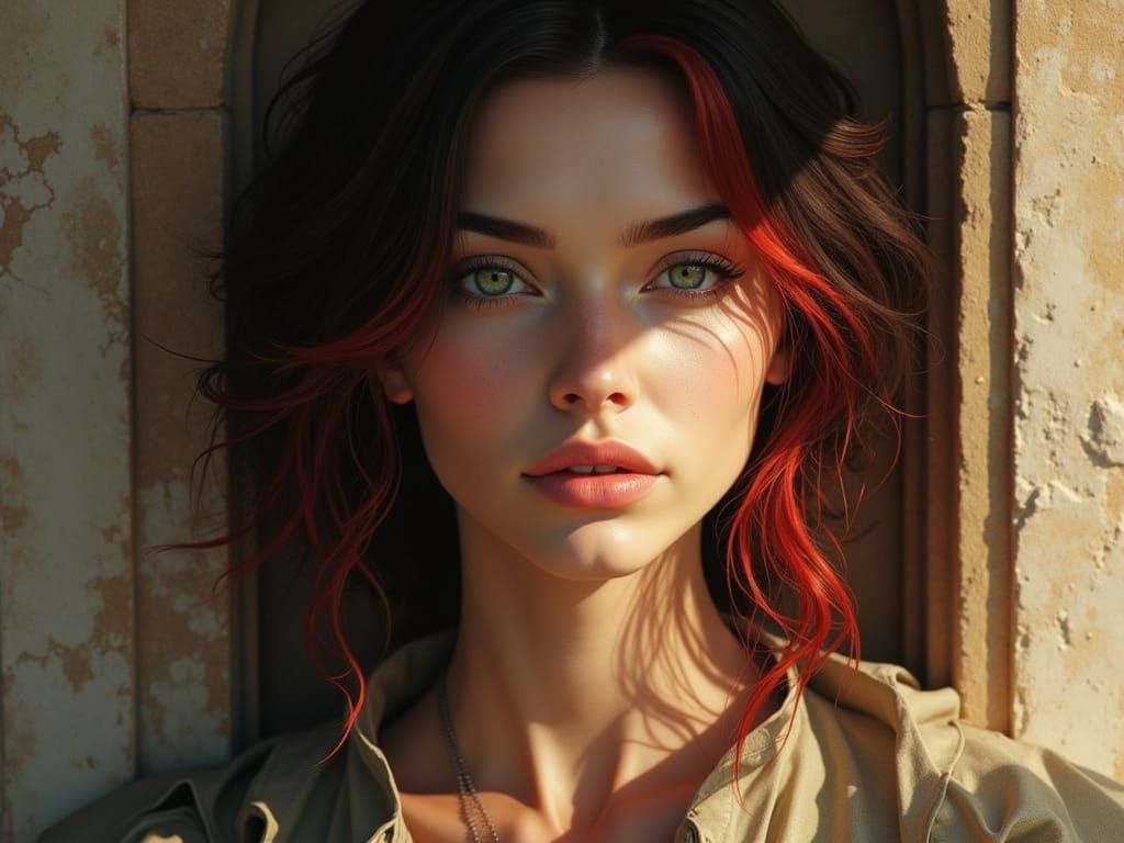 Stunning Woman in Brutalist Baroque Concept Art