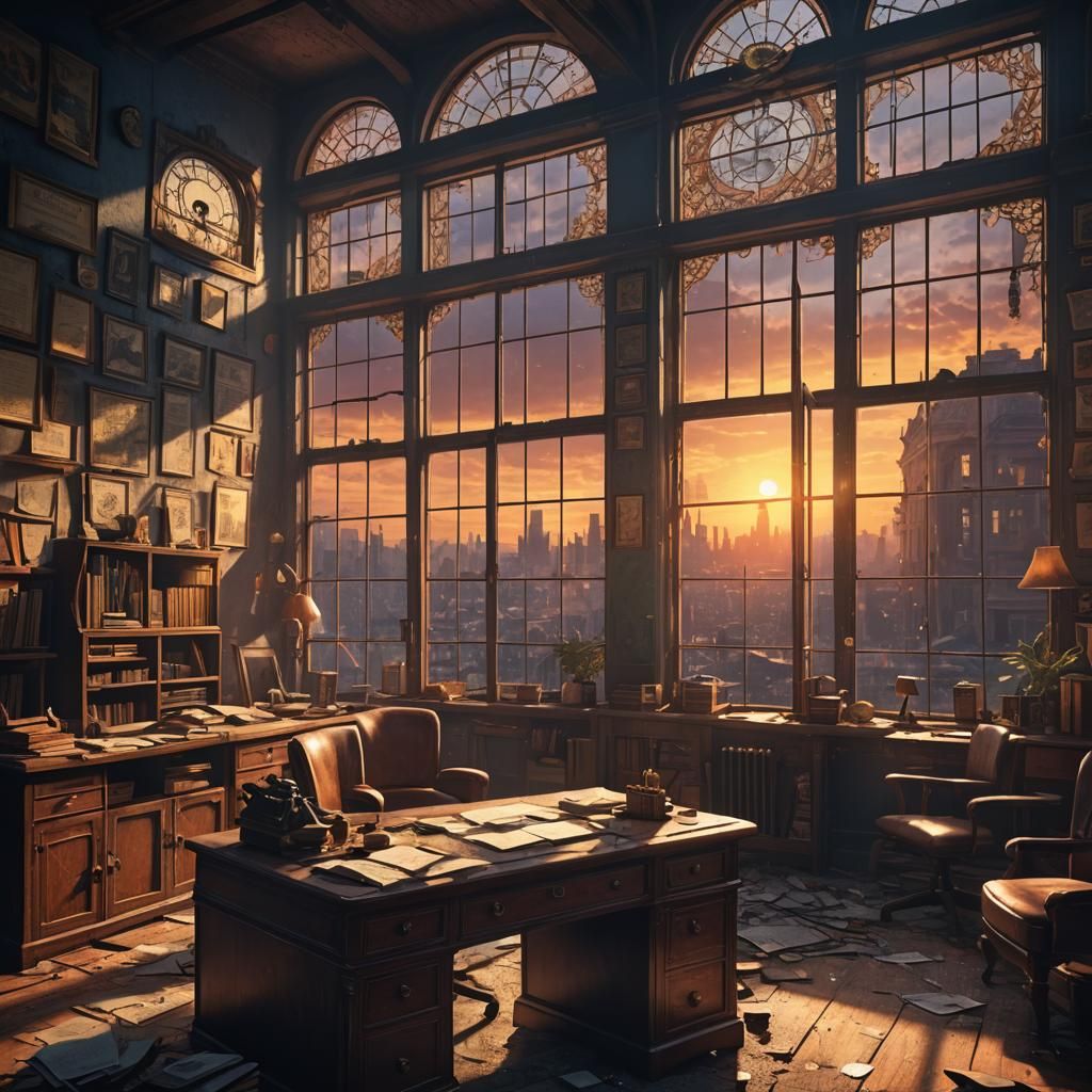 1950s Detective Agency at Sunset: Matte Painting