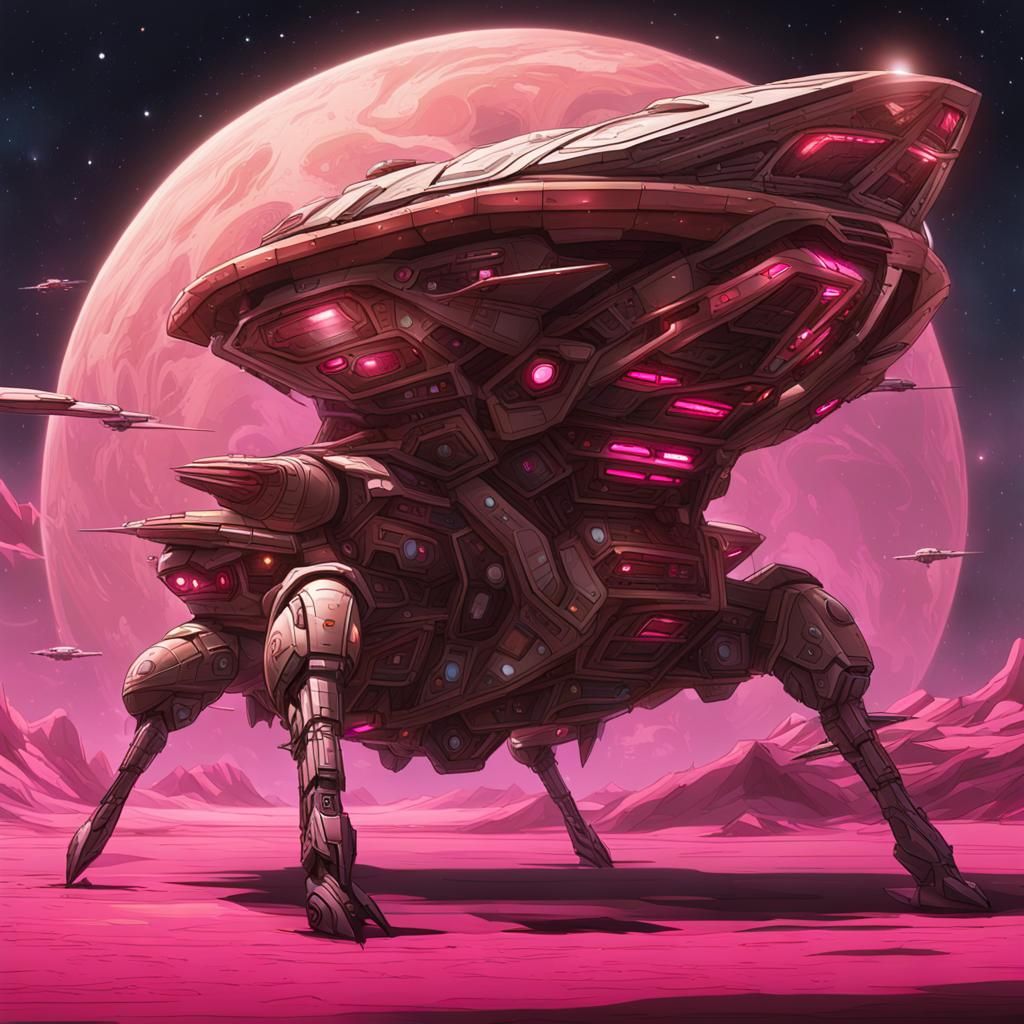 Insectoid Alien Spaceship with Laser Guns