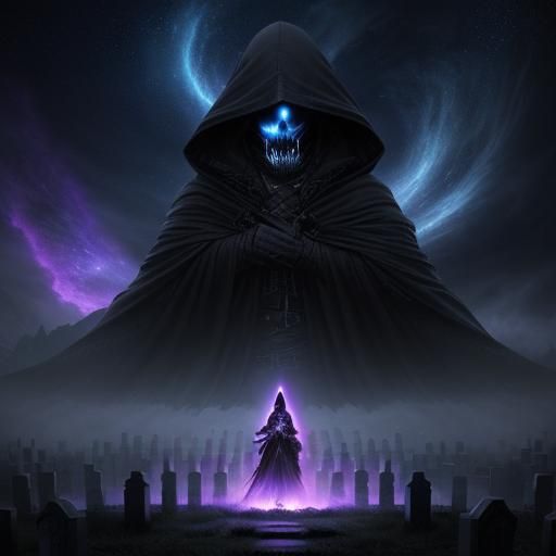 Grim Reaper Commanding Monster Army in Dark Fantasy Realism