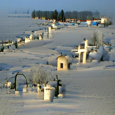 Winter Cemetery Scene
