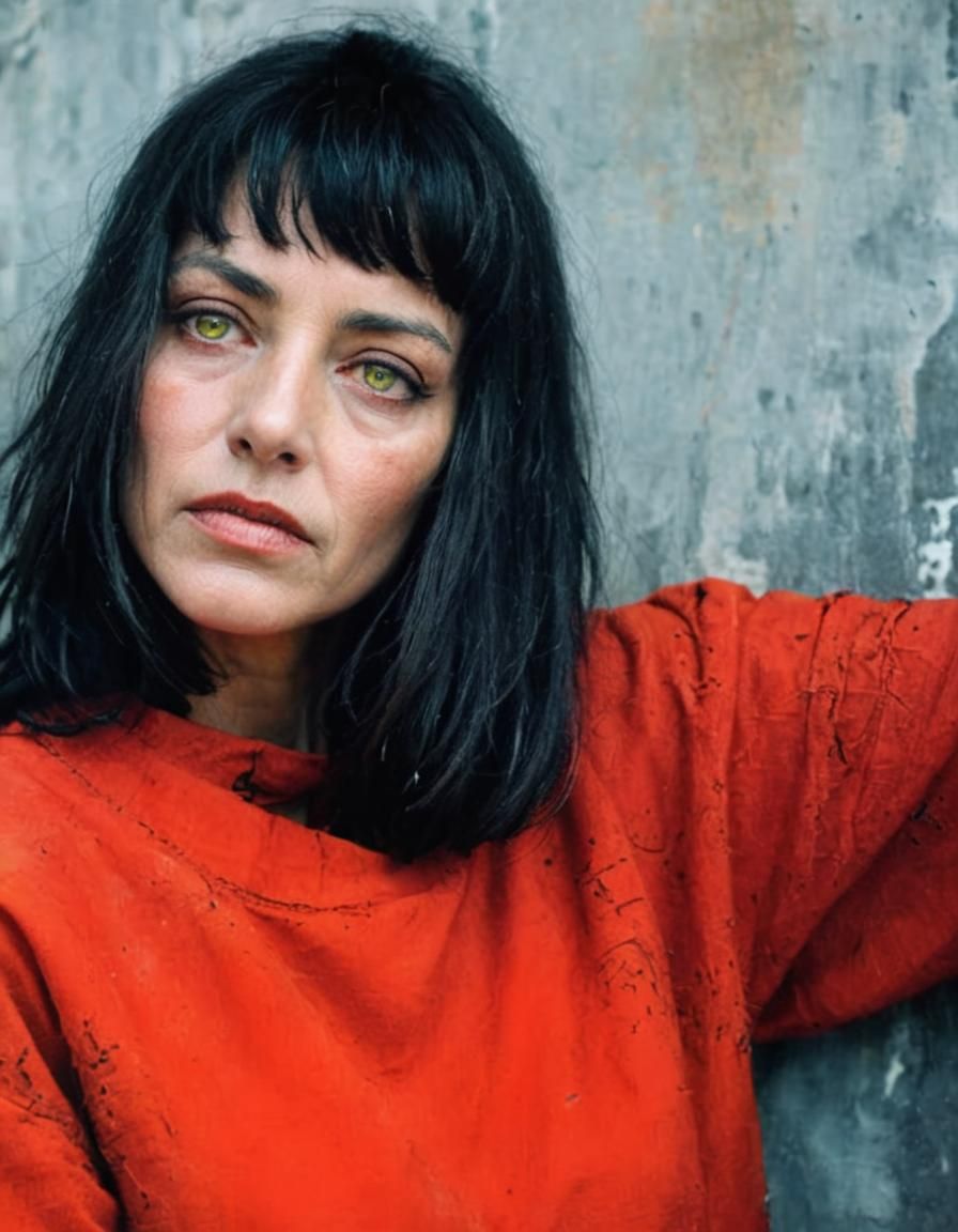 Monochromatic Portrait of a Woman with Yellow Eyes