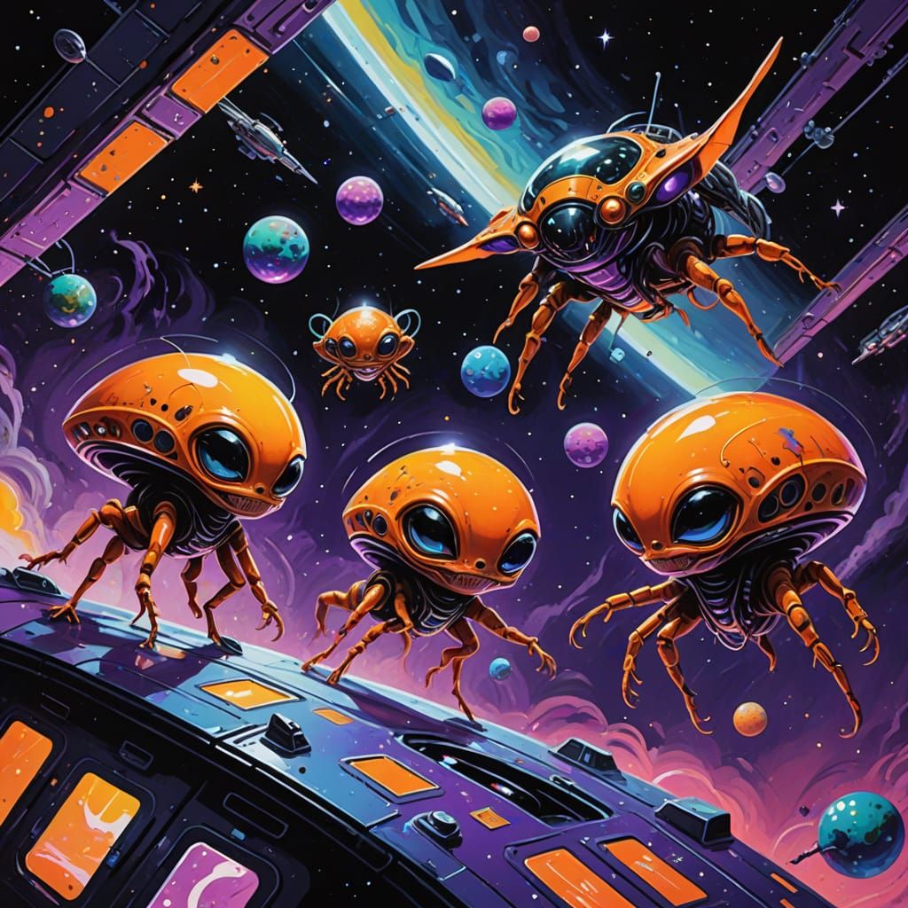 Alien Pet Parade in Graffiti Art Style