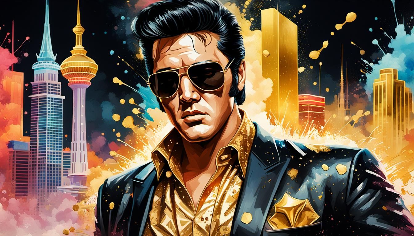 Elvis Presley Pop Art Portrait in Las Vegas