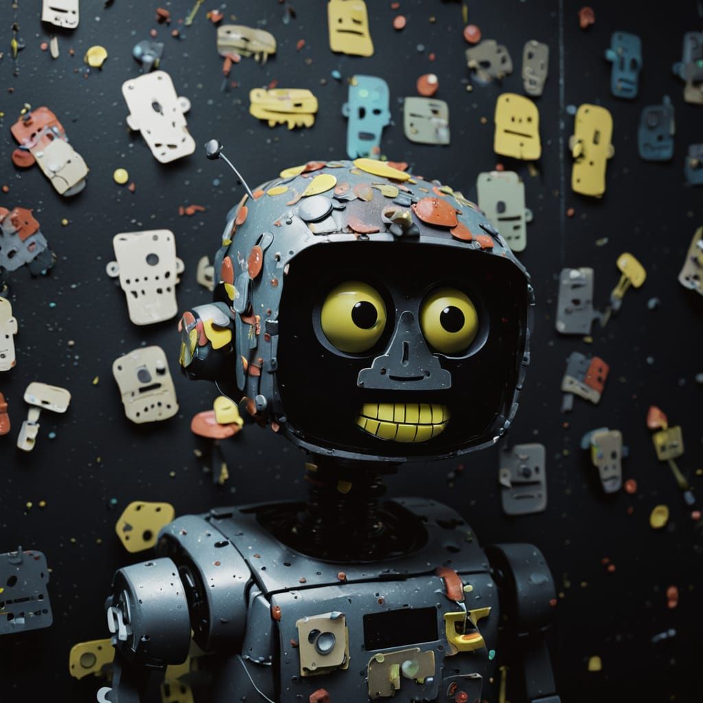 Glitching Claymation Robot with Mushroom Infection