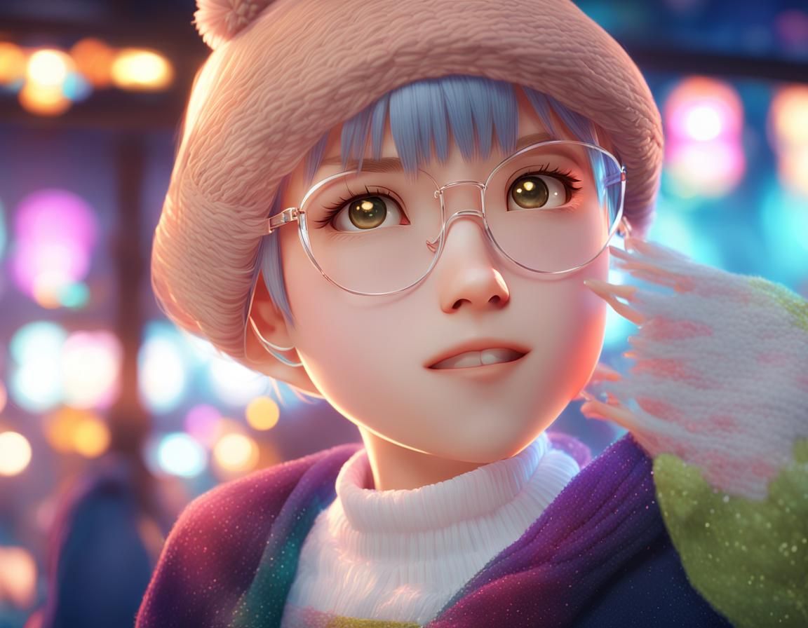 Anime Girl in Stunning Environment as 3D Art