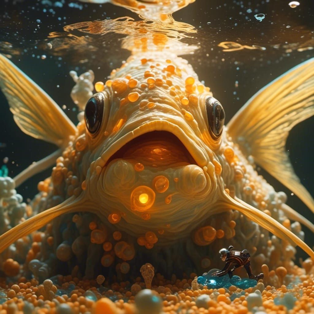 Macrophage Consuming Bacteria in a Detailed Underwater Scene