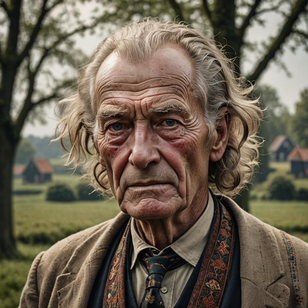 Elderly Dutch Man Portrait in Rembrandt Lighting Style