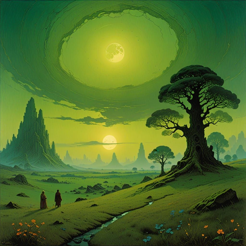 Peaceful Green Meadow with Vivid Colors