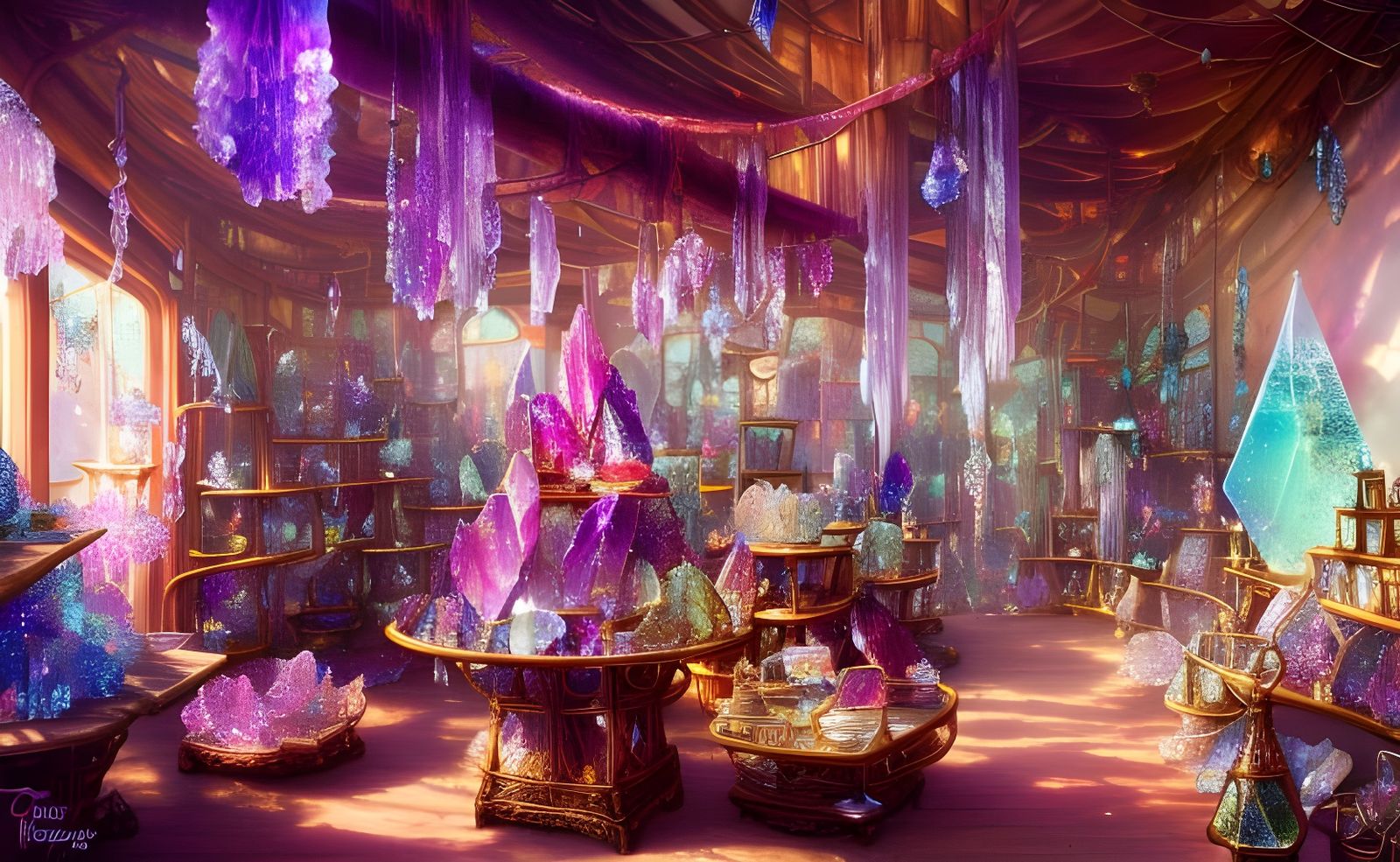 Mystical Crystal Shop in Surrealist Style