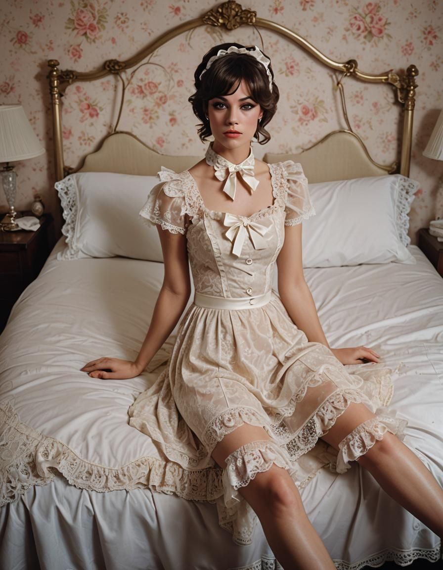 Masculine Boy in Petticoat Minidress: Cinematic Film Still