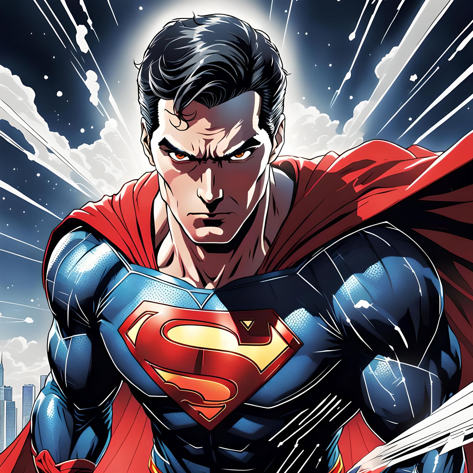 Superman Manga Illustration with Luminescent Colors