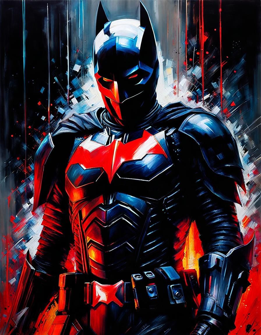 Dark Knight in Biomechanical Suit: Digital Portrait