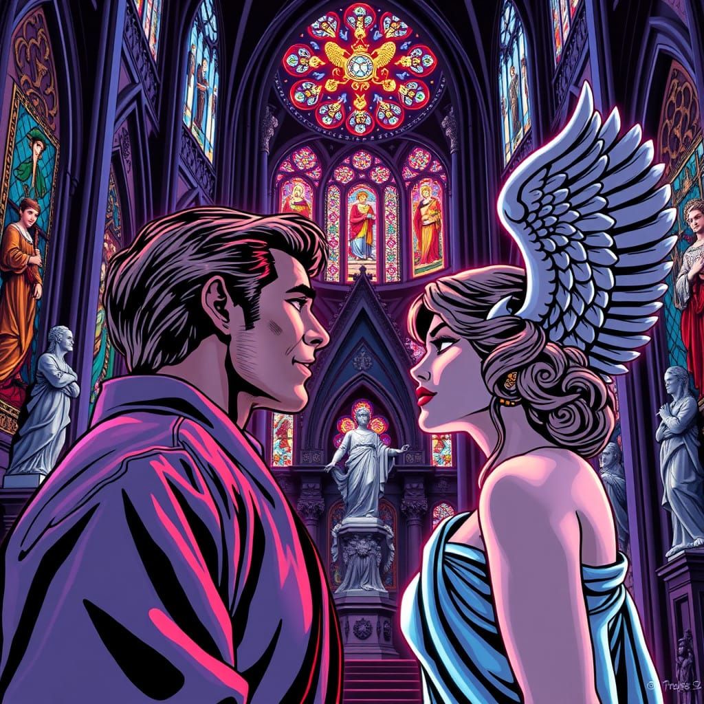 Neo-Noir Cathedral DOJO in Neon Hues