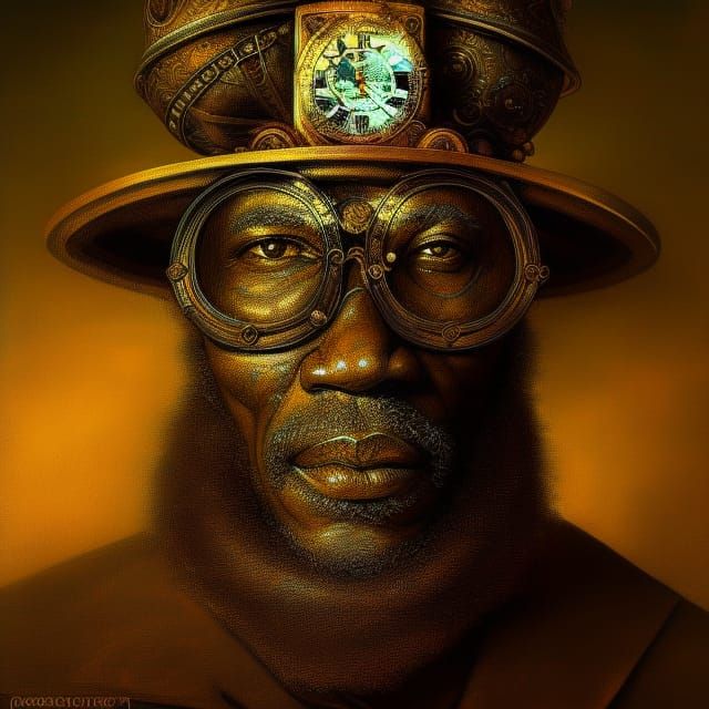 Afro steampunk portrait : Clocks ..