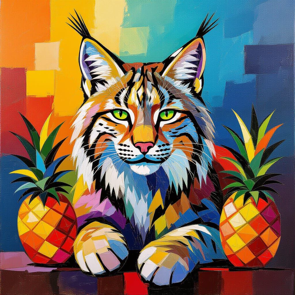 Expressionist Pineapple Lynx Painting