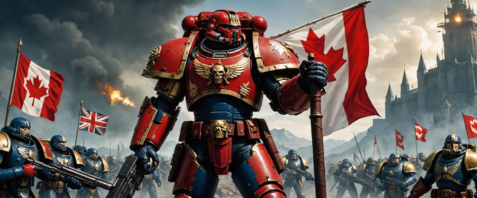 Warhammer 40k Space Marine with Canadian Flag