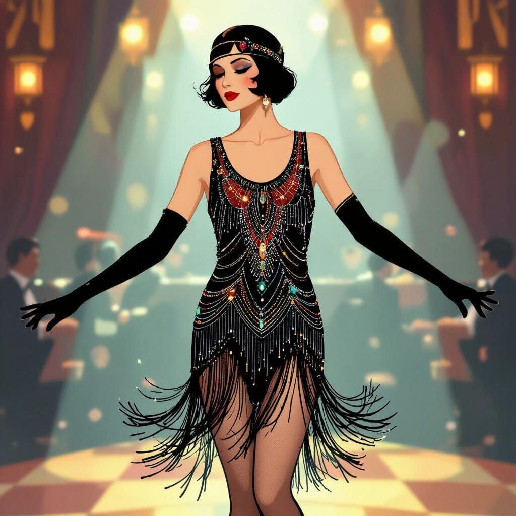 Art Deco Flapper Dancer in Jazz Club