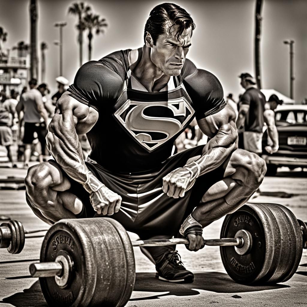 Superman Blends In at Muscle Beach