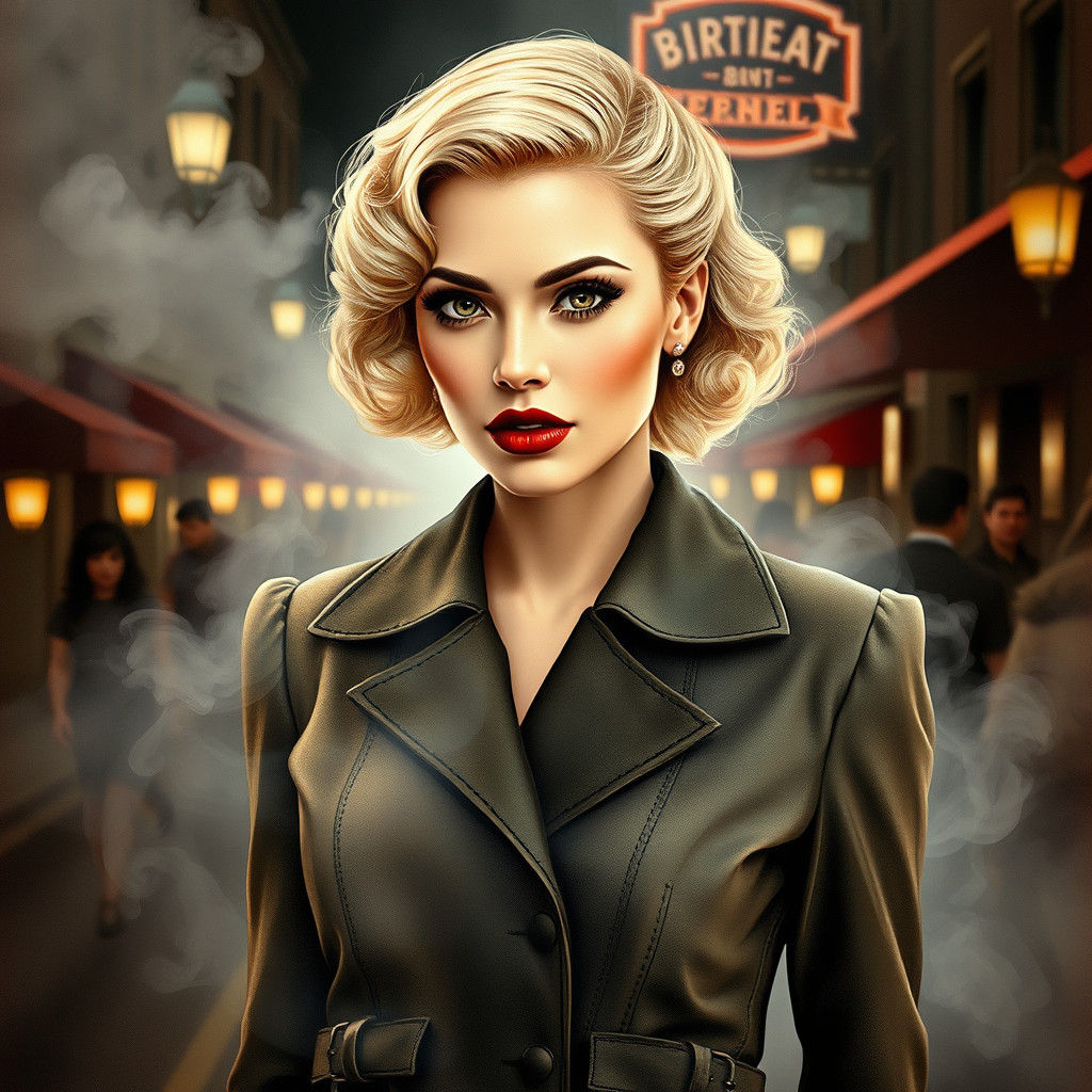 Noir Portrait of Woman in 1930s Speakeasy