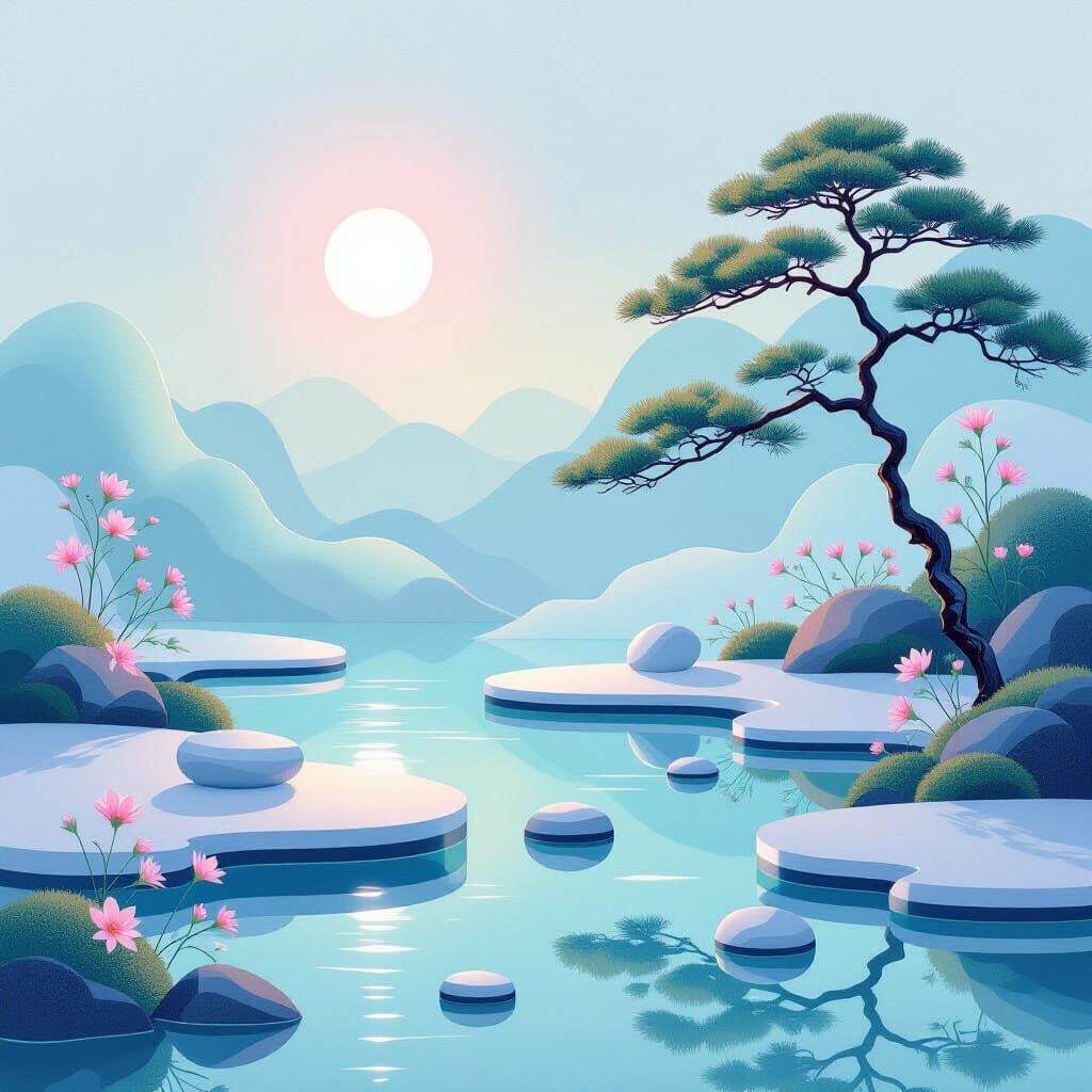 Ethereal Zen Garden in Pastel Gradients