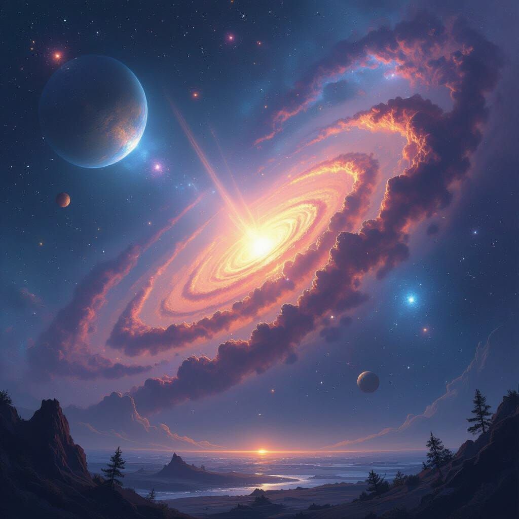 Majestic Galaxy in Ethereal Digital Painting Style