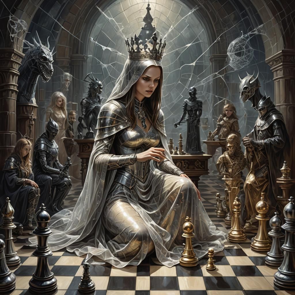 Sinister Chess Queen on Giant Chessboard