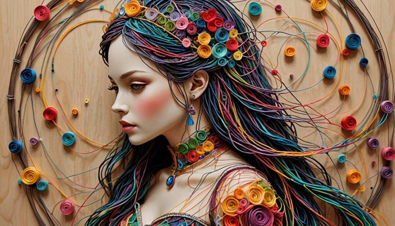 Whimsical String Art Princess in Fantasy Aesthetic