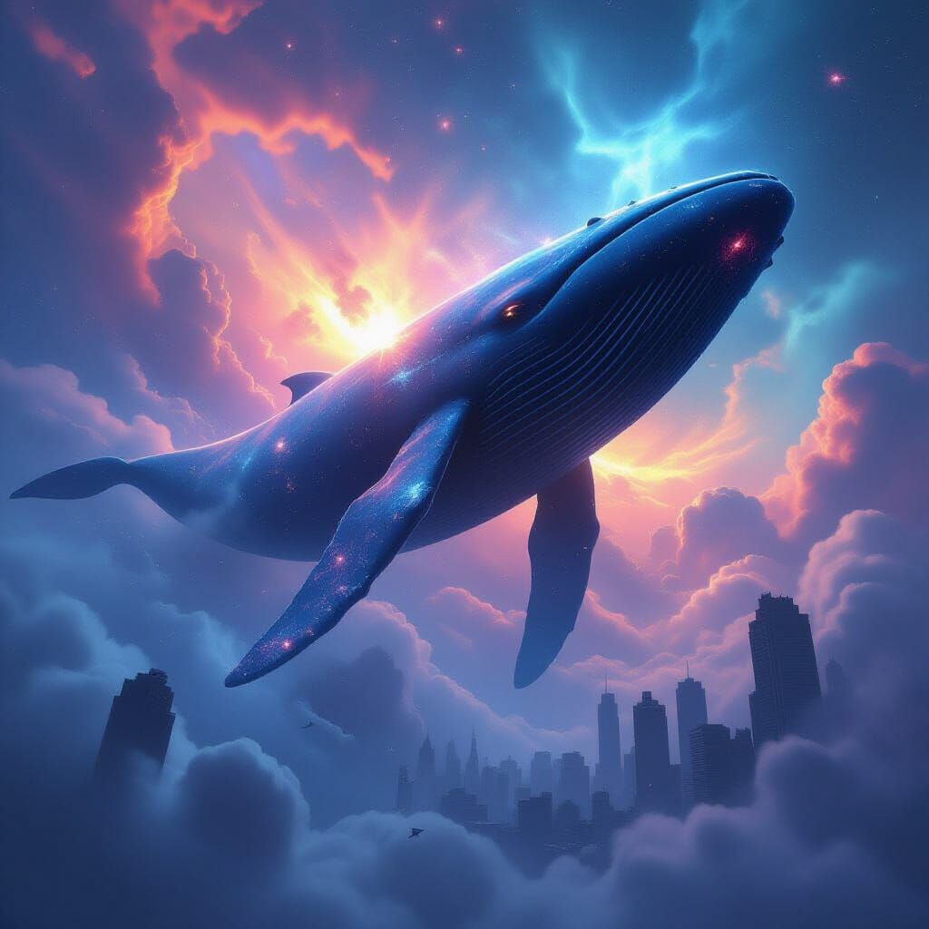 Cosmic Whale Breaching Nebula in Epic 3D Style