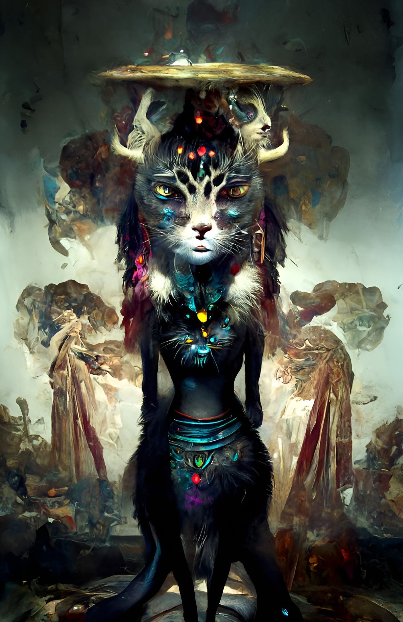 Mystical Cat Priestess: Fantasy Art