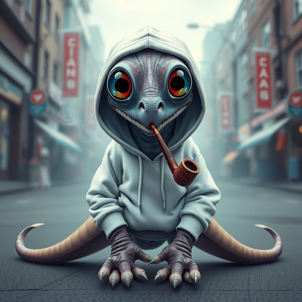 Cyberpunk Eel in Street Art Style