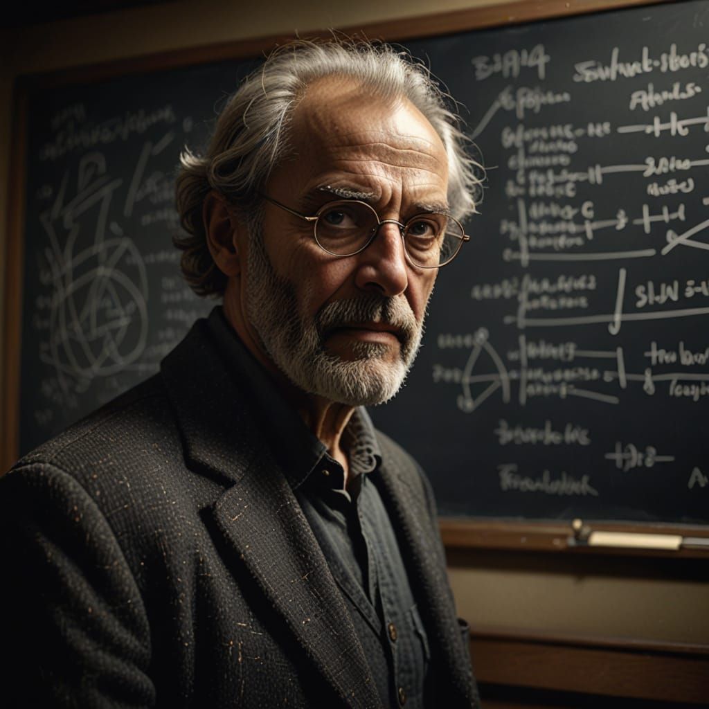 Moody Mathematician in Cinematic Monochrome