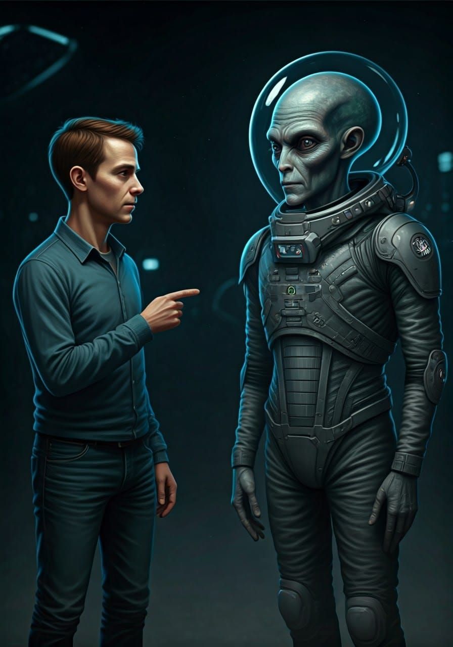 Human Meets Alien for Interview on Earth