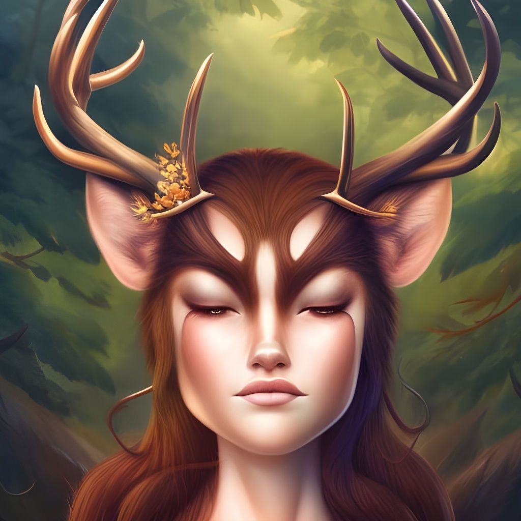 Majestic Ginger Deer Portrait in Digital Art Style