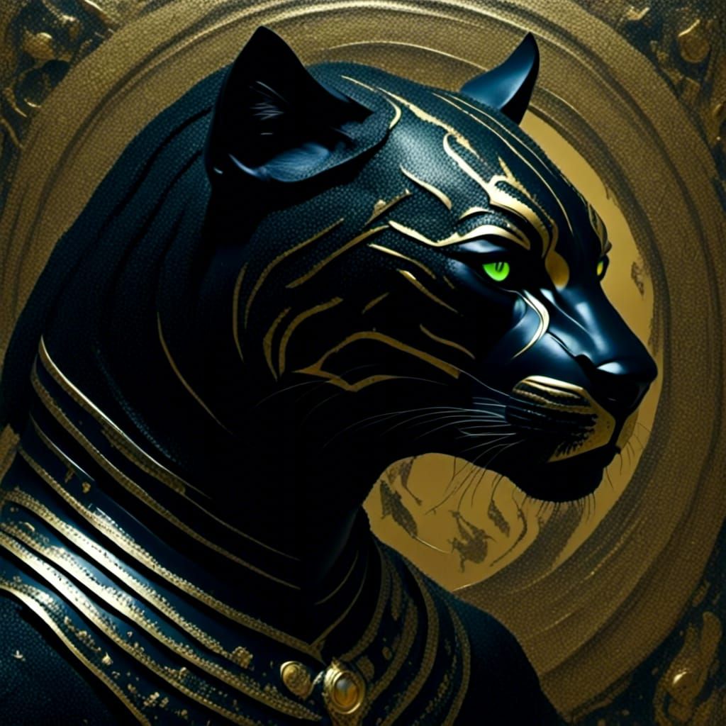 Hissing Black Panther with Glowing Eyes
